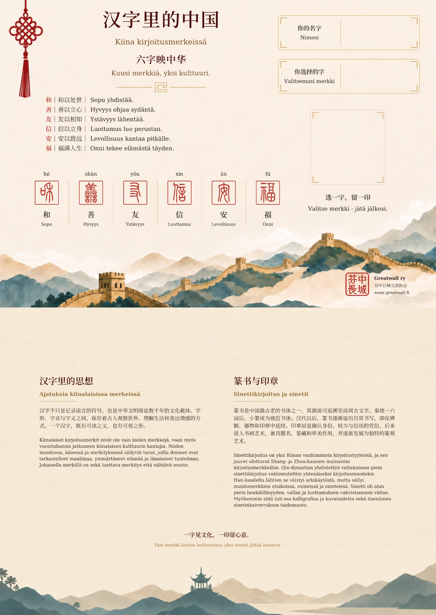 六字映中华互动体验卡
